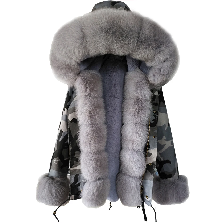 New winter jacket ladies jacket hooded fox fur collar parka coat fur detachable imitation winter clothes