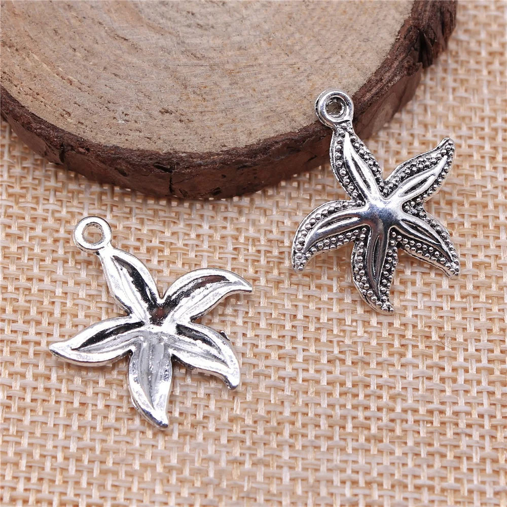 

Wholesale 150pcs/bag 25x23mm Starfish Charm For Jewelry Making DIY Jewelry Findings Antique Silver Color Antique Bronze Color