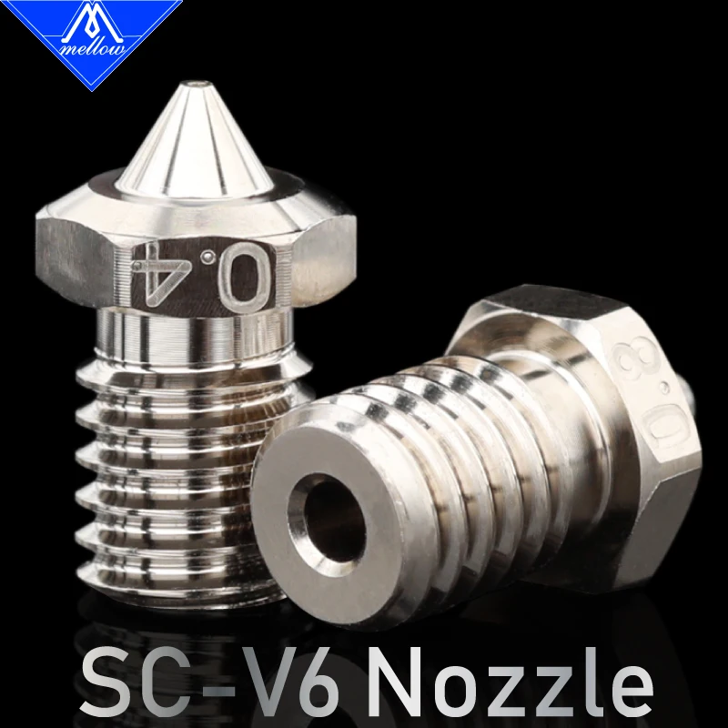 Mellow High Performance SC-V6 Plated Copper Nozzle Durable Reduce Stick For 3D Printer Nozzles M6  V6 Dragon Hotend Prusa Voron