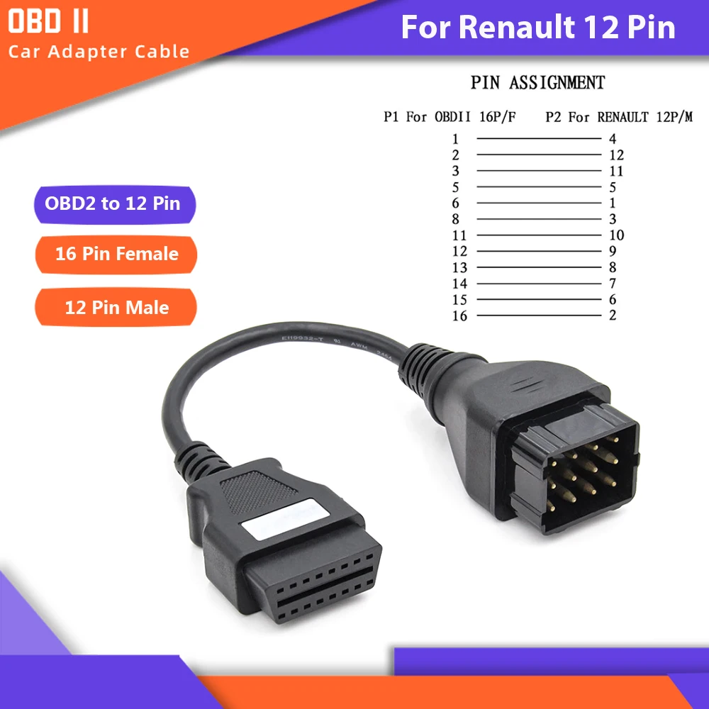 Cable adaptador de diagnóstico OBD2 para coche, accesorio para Fiat 3pin, Honda, GM 12pin, Renault, BMW 20pin, Benz 38pin, Nissan 14PIN