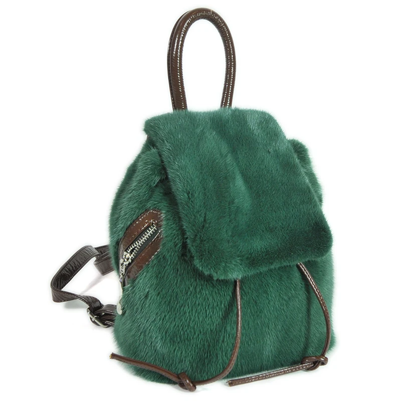 2020 New Mink Fur Handbags Women Fashion Backpacks Single-Shoulder Real Fur Wrist Bag High-end Causal Lady Luxury Accessory