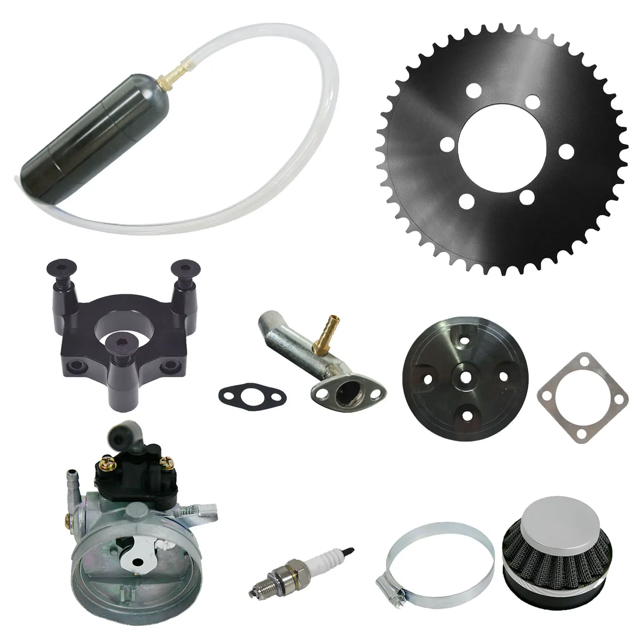 

Black 1.5" Hub CNC 44T Sprocket Adapter Throttle 415 Chain 80cc Motorized Bike