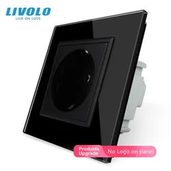 Livolo EU Standard Power Socket, White Crystal Glass Panel, AC 110~250V 16A Wall Power Socket, VL-C7C1EU-11 （4 colors）