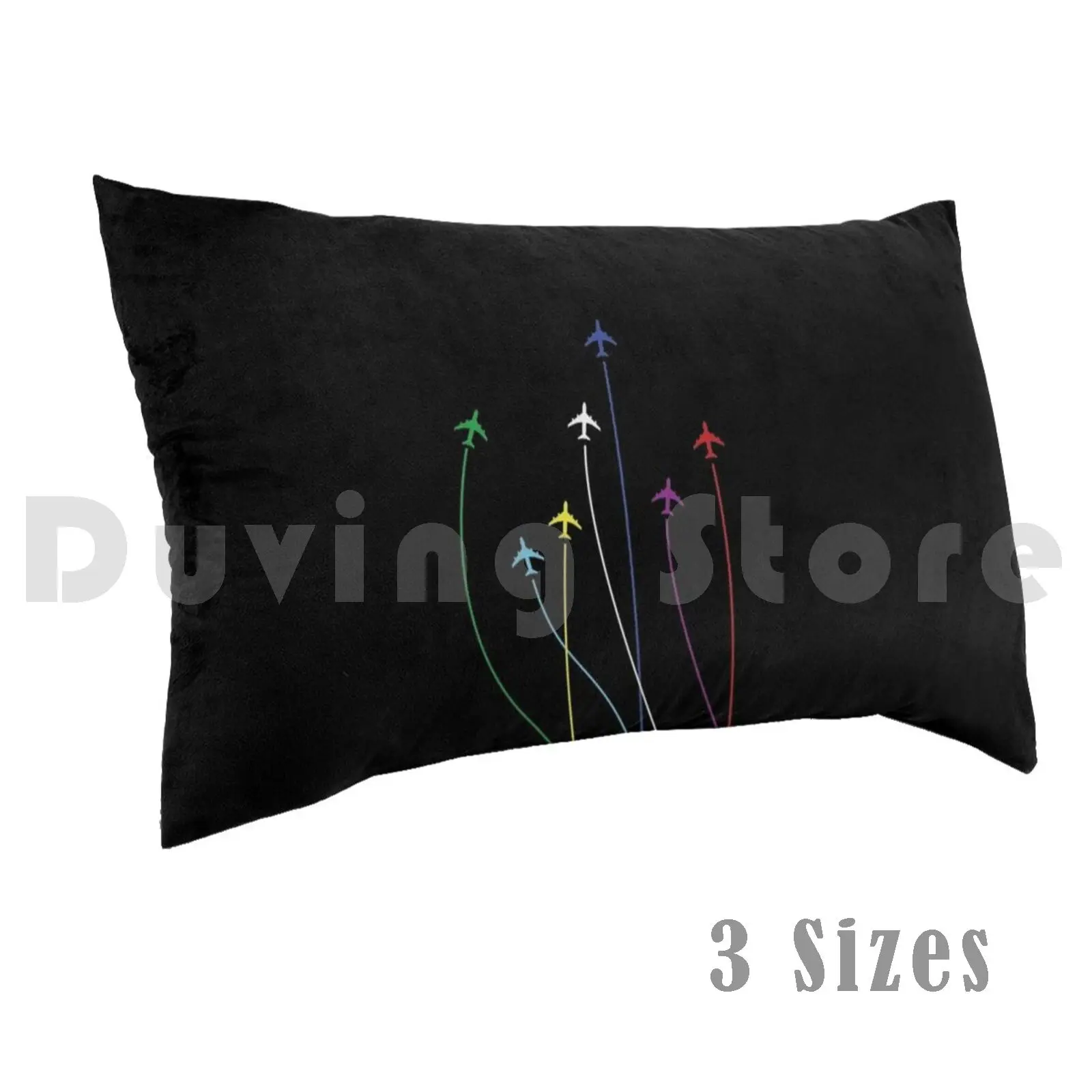 Rainbow Airplanes Flying On Eachother Pillow Case Printed 50x75 Aviation Pilot Airplane Plane Flying