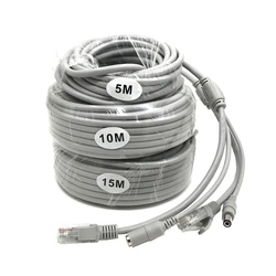 Cable de red CCTV rj45 de 5M, 10M, 20M, 30M, alimentación gruesa de 12v CC, 2,1x5,5mm, cables Ethernet de extensión integrados para cámara IP NVR