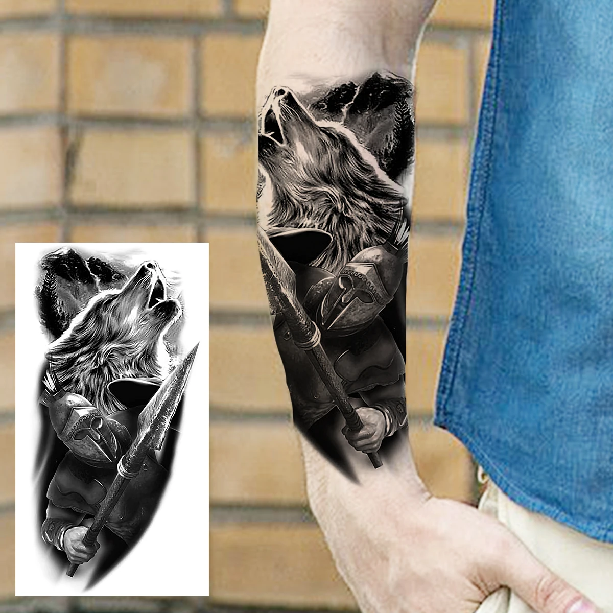 Black Pirate Captain Temporary Tattoos For Men Women Adults Realistic Lion Vampire Wolf Fake Tattoo Sticker Waterproof Tatoos