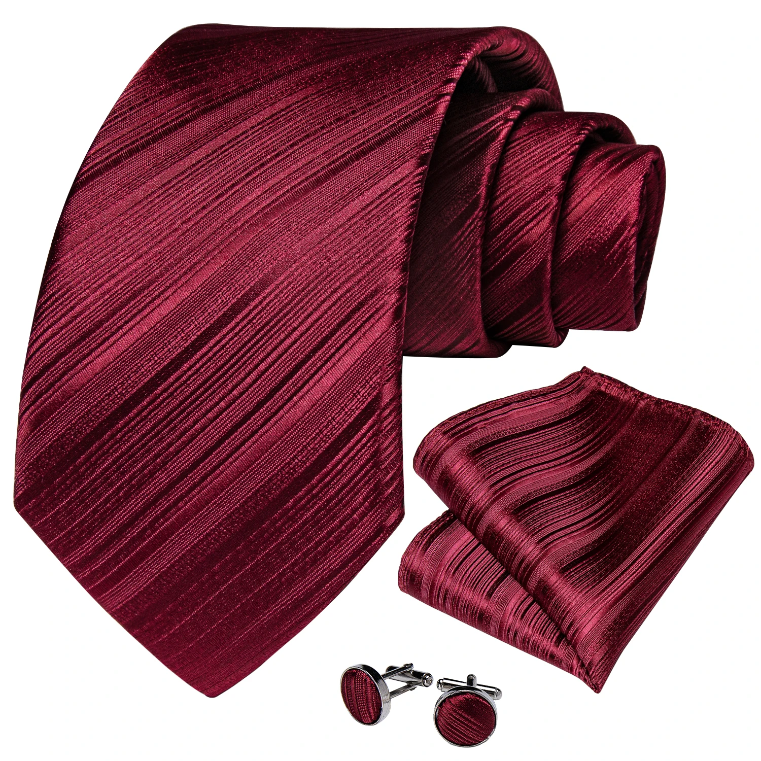 Luxo vermelho listrado sólido design gravatas de seda para homem 8cm marca pescoço gravata conjunto lenço abotoaduras acessórios de casamento masculino presente