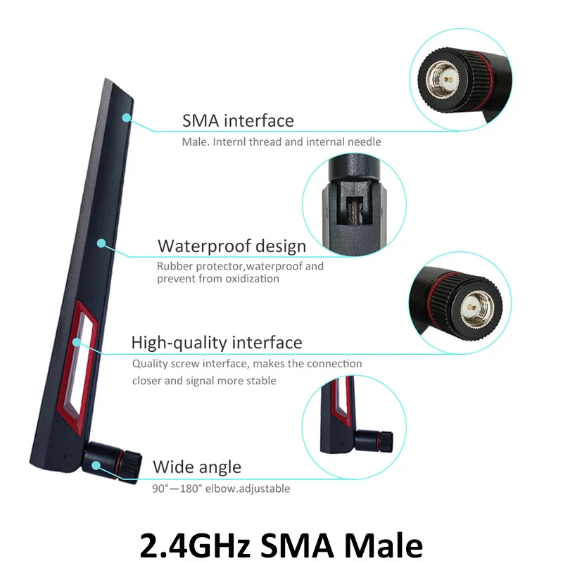 GRANDWISDOM 10pcs 2.4G antenna 8dbi sma male wlan wifi 2.4ghz antene IPX ipex 1 SMA female pigtail Extension Cable iot antena