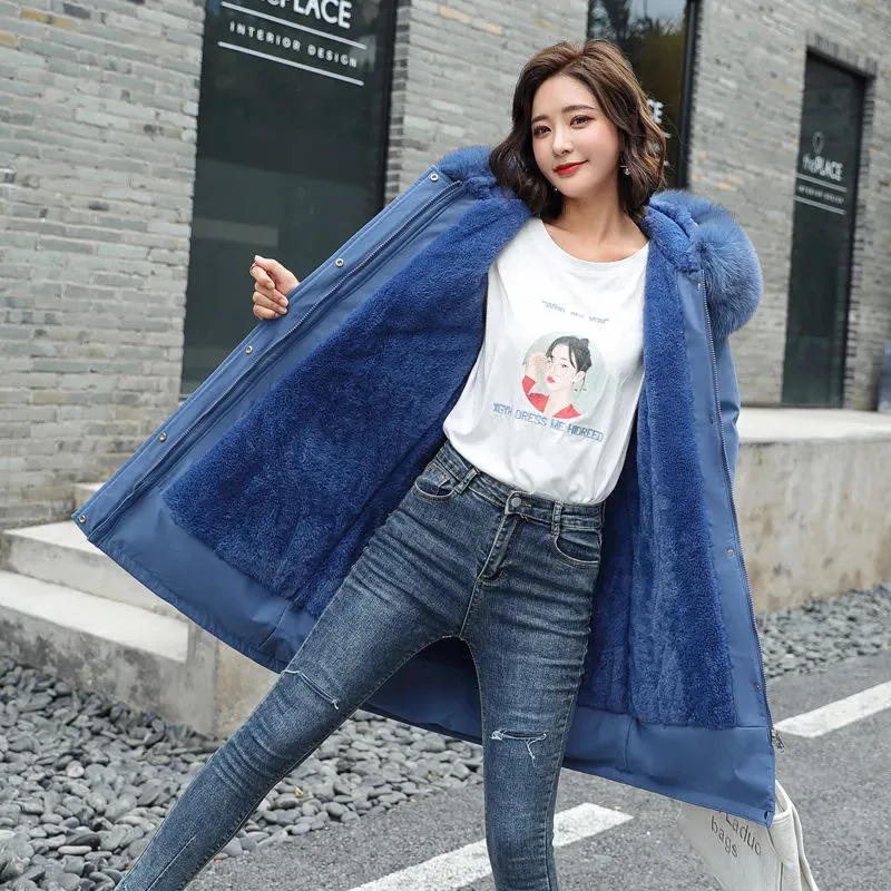 2024 New Winter Jacket Women Parkas Warm Casual Parka Clothes Long Jackets Hooded Parka Female Fur Lining Thick Mujer Coat