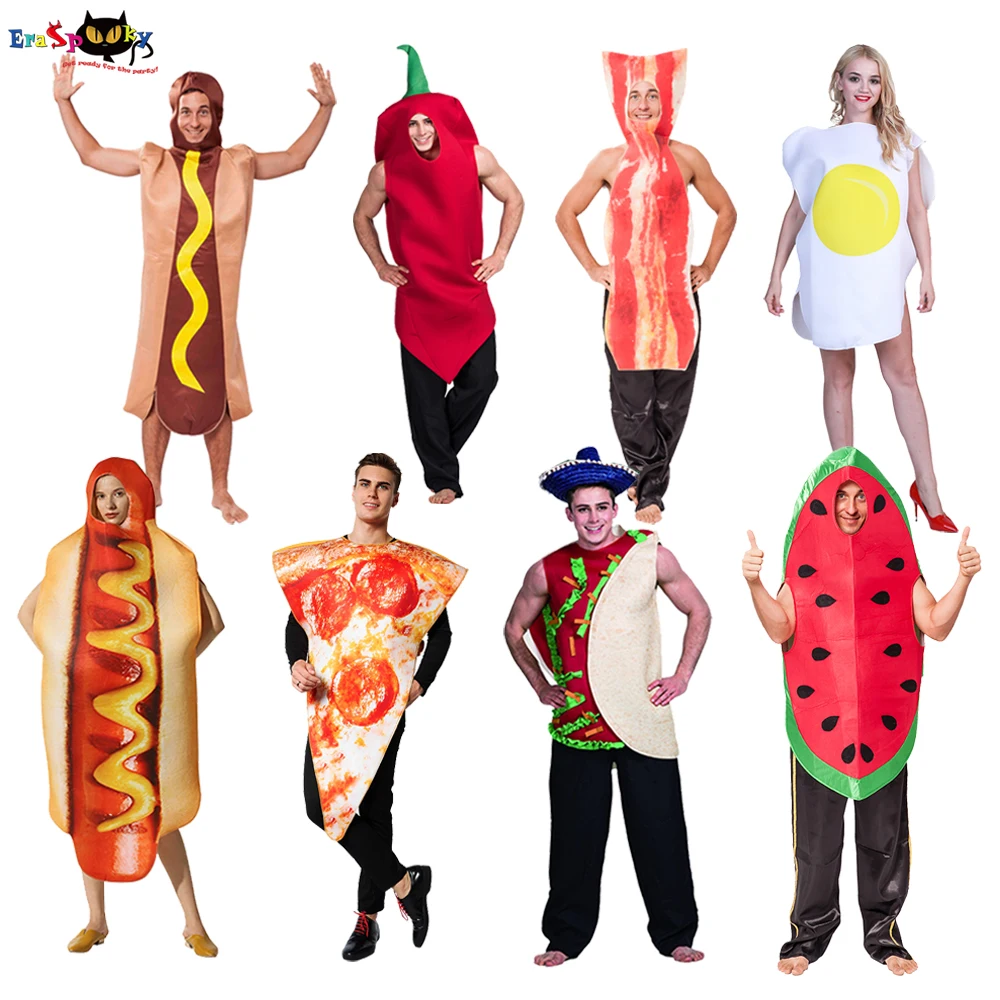 Karnawał Party śmieszne jedzenie Cosplay kostium na halloween dla dorosłych boże narodzenie przebranie rodziny Hot Dog Pizza stroje świąteczne dla dzieci