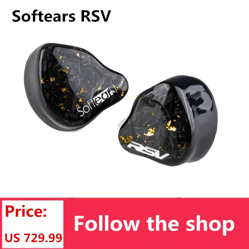 

Softears RSV RS5 5BA IEM Reference Sound Five Series In-Ear Monitor Earphone Satin carbon fiber fragments&Gold foil faceplate