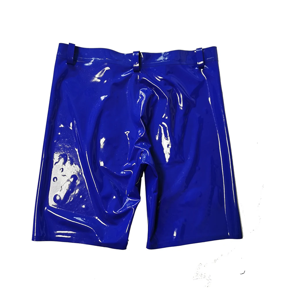 Dark Blue Latex Men Boxer Rubber Shorts with Crotch Piece XXXL Tailored Made Clothing RPM038