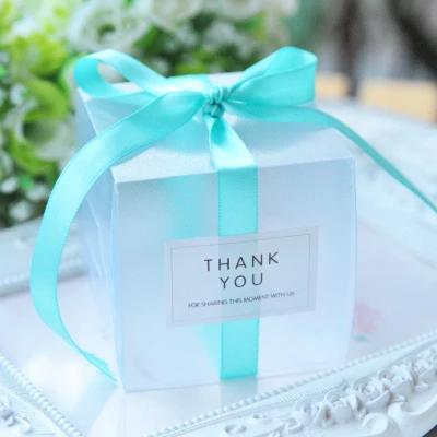 50/100 Pieces/lot Clear square PVC Birthday Gift Box Wedding Favor Holder Transparent Chocolate Candy Boxes 5x5x5cm