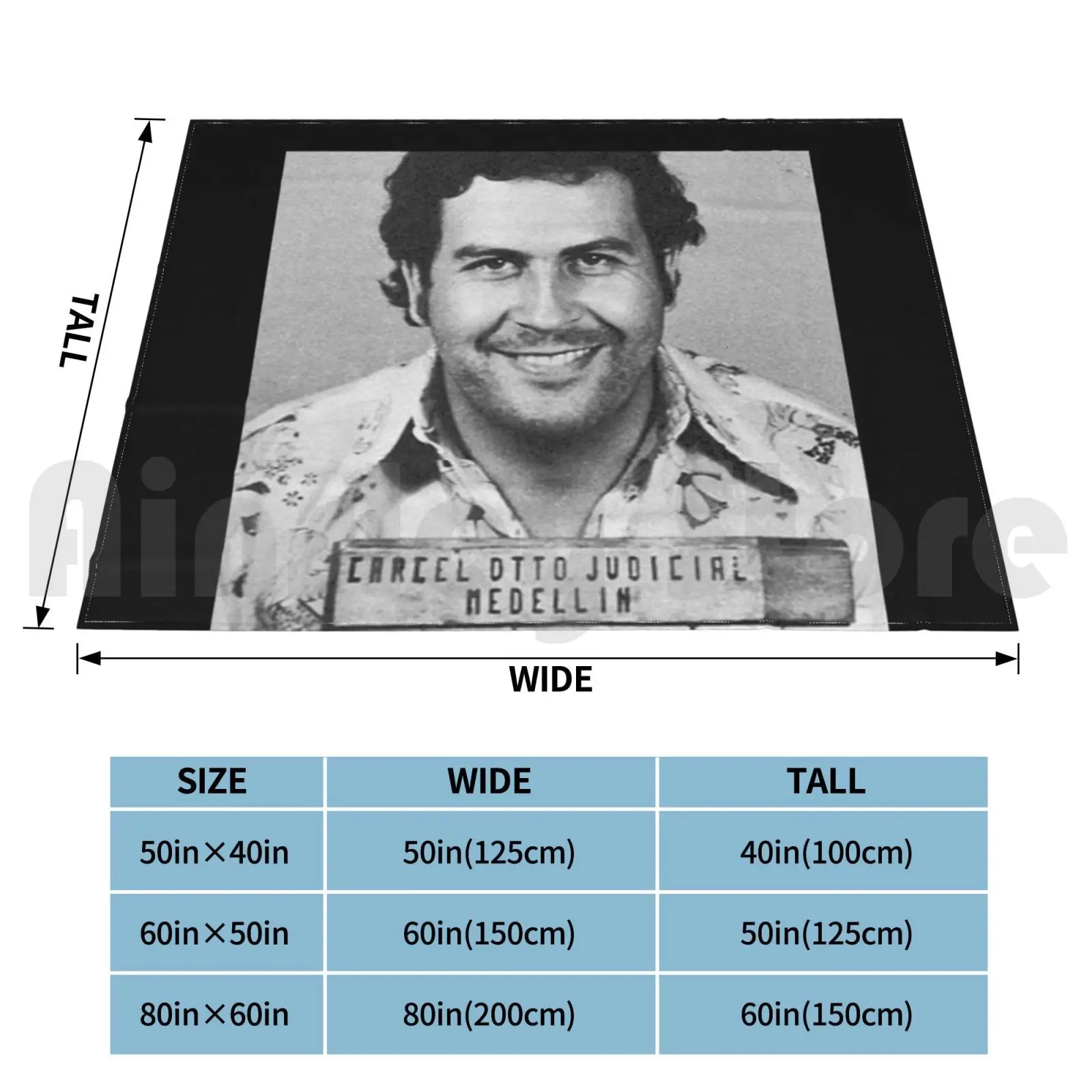 Pablo Escobar Mugshot Blanket For Sofa Bed Travel Pablo Escobar Drug Cocaine Mugshot Mugshots Criminals Criminal