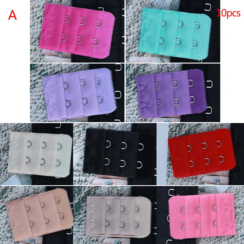 10PCS Women Bra Hooks Extender Strap Adjustable Extension Hook Clamp Expander Elastic Bra Extension Strap random color