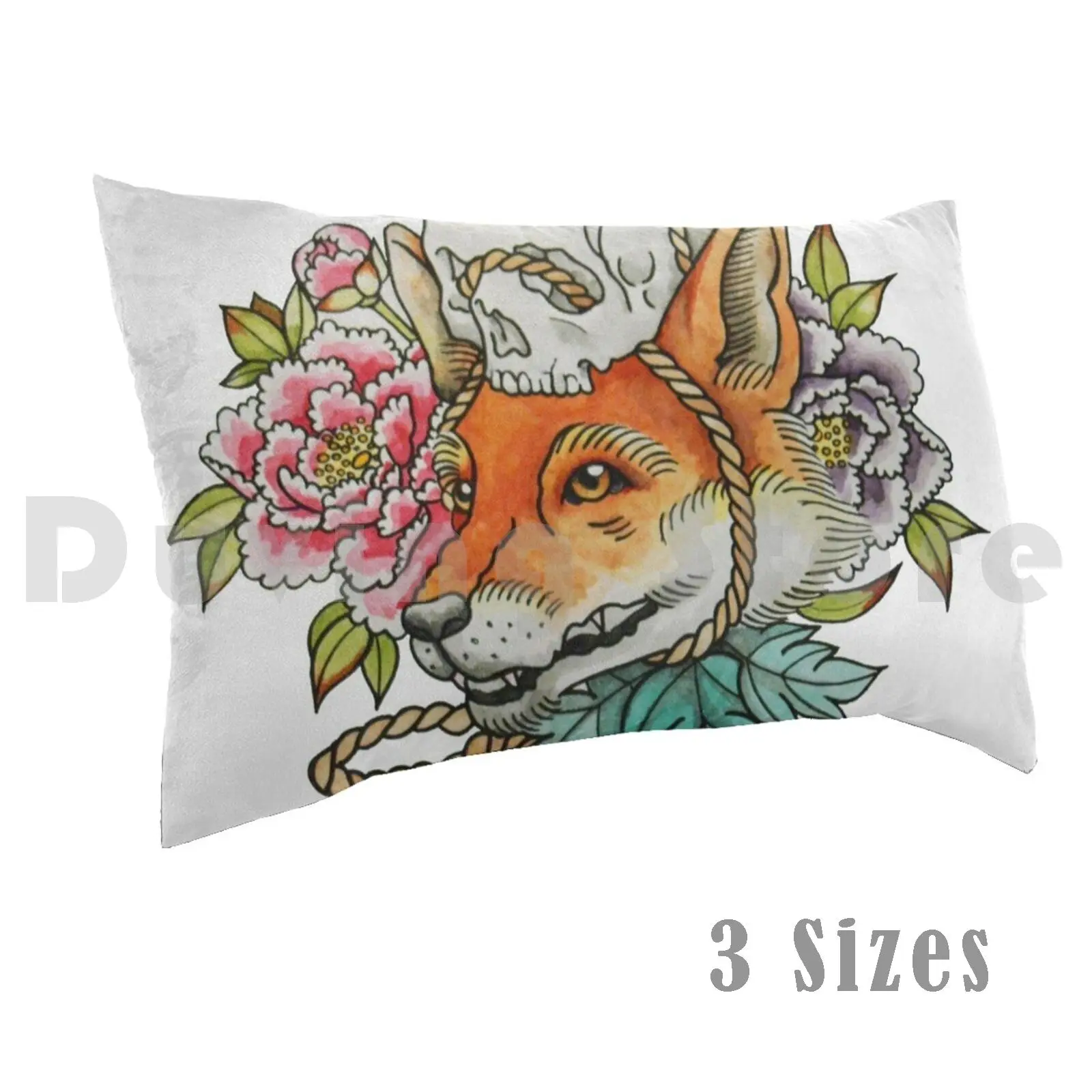 

pillow Case 1633 Japan Japanese Folklore Fox Skull Legend Myth Chrysanthemum Tattoo Urban