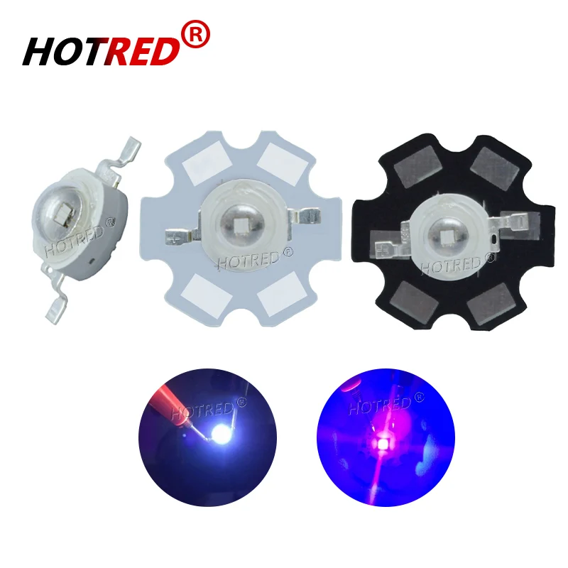 1pcs 45mil 1W 2W 3W 600-700mA UV Ultraviolet Purple 365nm 375-380nm,385-390nm 395-400nm,410-415nm,420-430nm LED Emitter Light