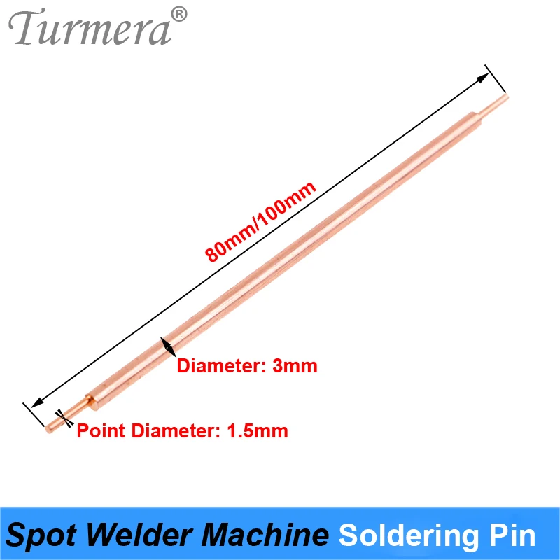 Turmera จุดเชื่อมเข็มขา80มม.100มม.เส้นผ่าศูนย์กลาง1.5มม.อะลูมิเนียมทองแดงเชื่อมแบตเตอรี่ Spot เครื่องเชื่อมเครื่องใช้