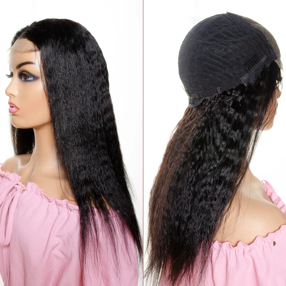 13x4 and 4x4 Lace Wig Brazilian Kinky Straight Lace Front Human Hair Wigs Pre-Plucked 180% Density Remy Lulalatoo Hair