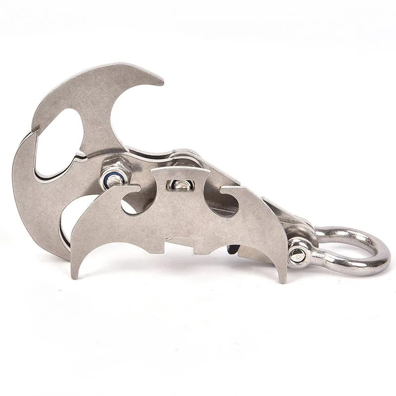 Outdoor Climbing Claws Car Traction Rescue EDC Tool Key Chain Stainless Steel Survival Gravity Hook Grappling Carabiner Magnet