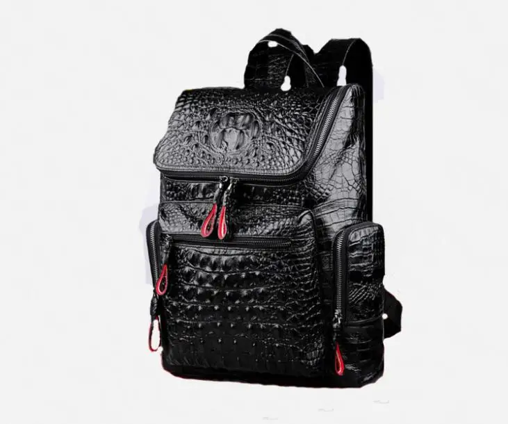 

143 Crocodile pattern genuine leather men large backpack high quality