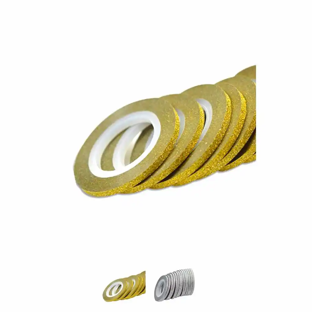 1 Roll Nail Art Glitter Gold Silver Stripping Line Ribbon Stripes Decor Tools Nail Sticker