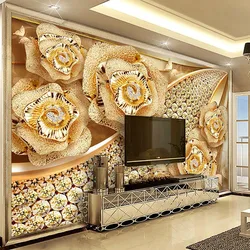 European Style 3D Stereo Diamond Flower Jewelry Wallpaper Living Room TV Sofa Bedroom Luxury Home Decor Wall Papers Photo Murals