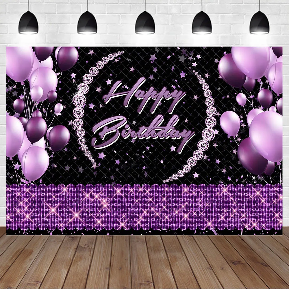 Mocsicka High Heel Balloon Women Birthday Backdrops Girl Birthday Party Decor Glitter Custom Photography Background Studio Shoot