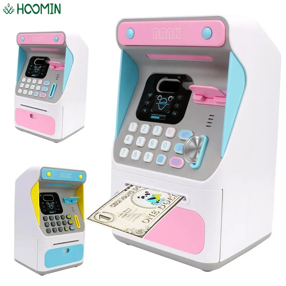 Money Boxes ATM Machine Cash Box Gift For Kids Electronic Piggy Bank Simulated Face Recognition Auto Scroll Paper Banknote