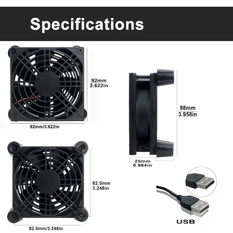Gdstime 5V USB 92x92x25mm Router Fan TV Box Kühler 92mm 92mmx2 5mm 9225 Micro Computer Stille DIY Desktop Kühler Fan