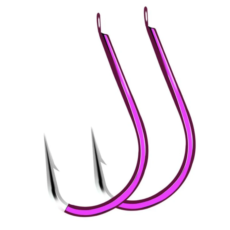 50pcs/bag Izu Purple Electric Has Barbed and Crooked Mouth Bulk Hook Size 1 2 3 4 5 6 7 8 9 10 Handle Japanese Alloy Steel Hook