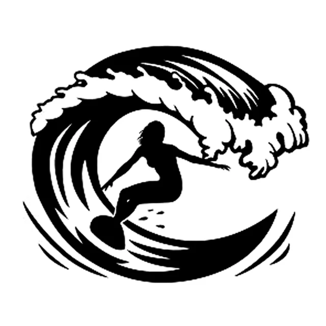 

13.4CMX10.5CM Art Surfing Girl Extreme Sports Decal Vinyl Car Sticker