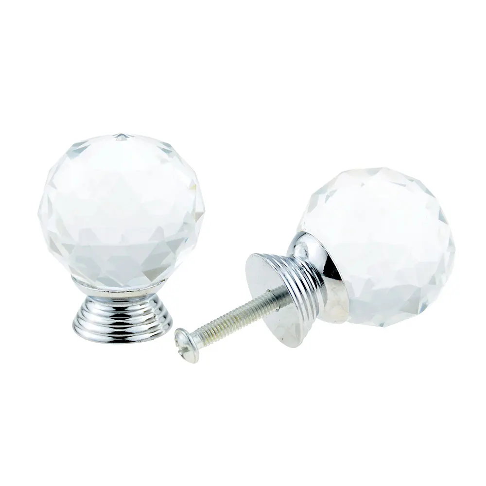 10PCS 30mm Crystal Ball Design Crystal Glass Knobs Cupboard Drawer Pull Kitchen Cabinet Wardrobe Handles Hardware