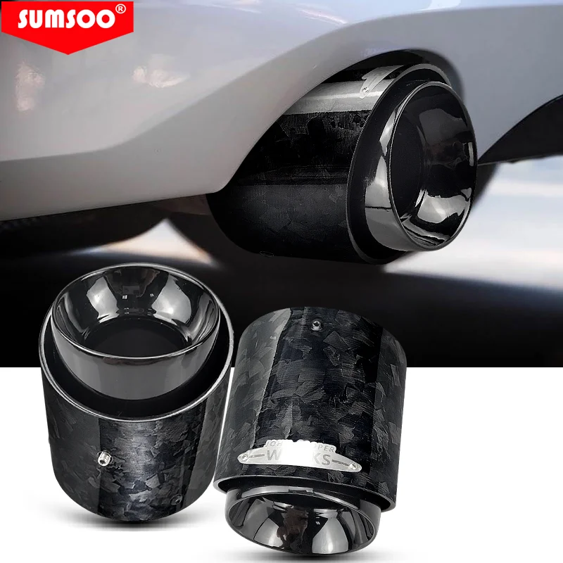 genuine SUMSOO 1PCS Black Chrome and Forged Carbon Fiber Muffler Tip Fit for Mini Cooper Exhaust Tip R55 R56 R57 R58 R59 R60 R61