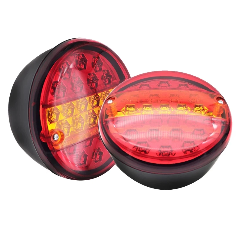 2Pcs 12V 24V 20 Led Car Trailer Tail Universal Lights Truck Round Taillight Rear Brake Stop Indicator Turn Signal Lamp