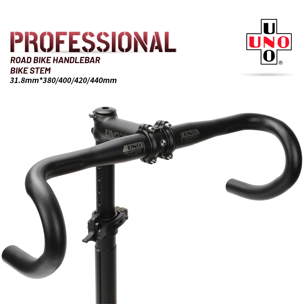 Uno racing guiador de alumínio bicicleta de estrada guiador 25.4/31.8mm road bicycl drop bar 380/400/420/440mm volante de bicicleta