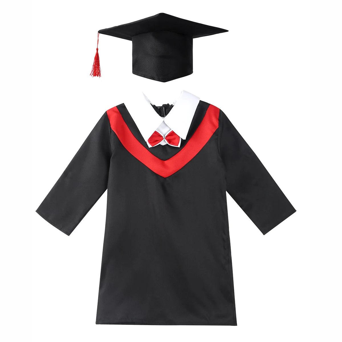 Children Preschool Primary School Graduation Gown with Tassel Cap for Kids Boys Girls Role Play Bachelor Costume Dress Up Outfit