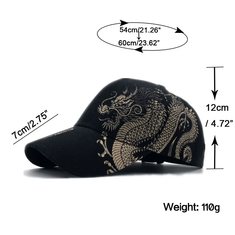 Hot Spring summer Chinese Style Dragon Design Pattern Baseball Cap 100% Cotton Outdoor Caps Gorras Para Hombre Mens Trucker Cap