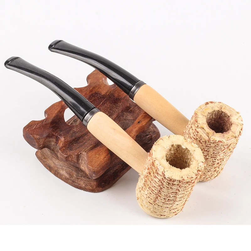 1pcs Unique Original corn cob tobacco pipe as healthy smoke cigarette filter,eco-friendly Smoking Tobacco Pipe