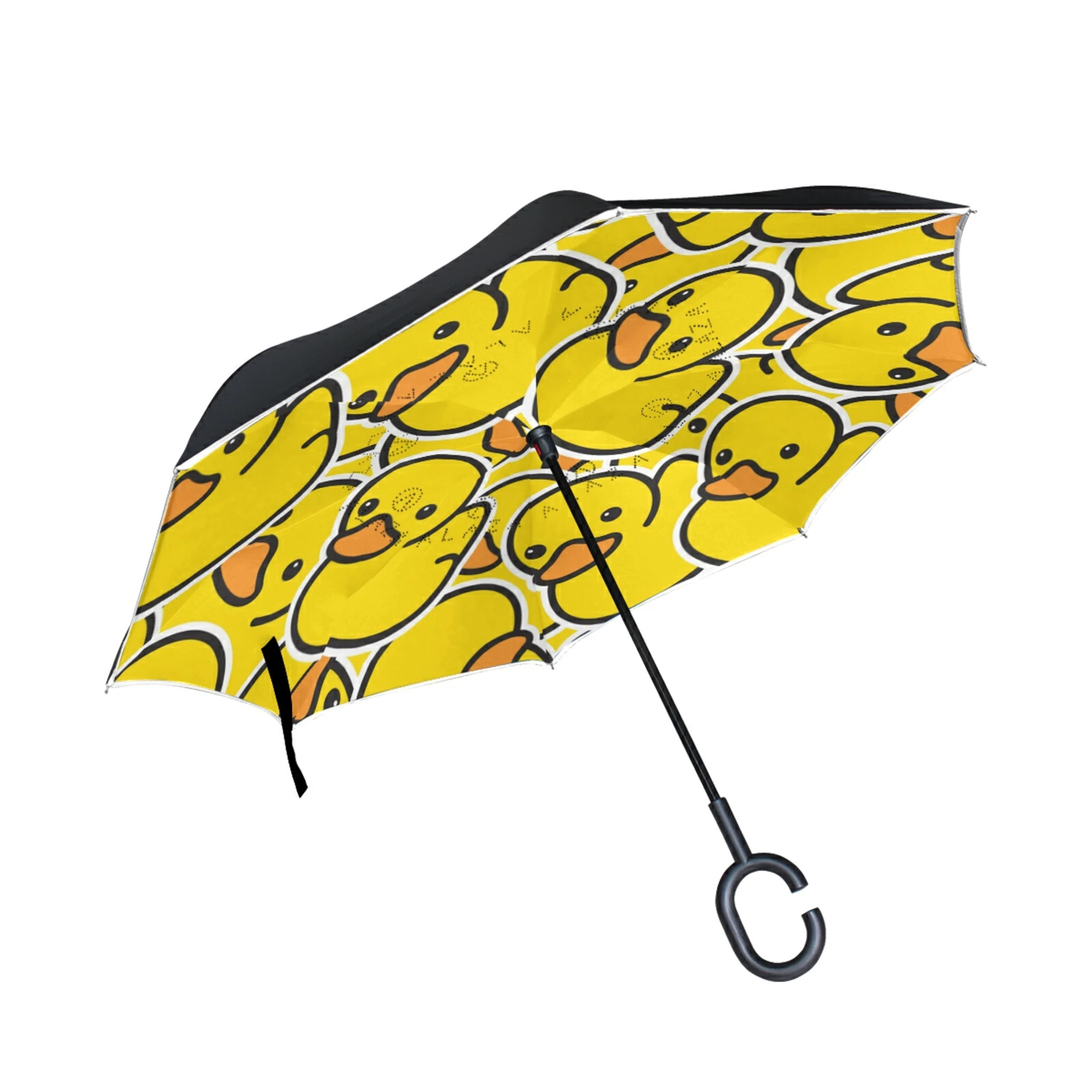 Little Yellow Duck Reverse Umbrella Double Layer Inverted Self Stand Windproof Car Umbrella Rain Women Man Parasol Parapluie