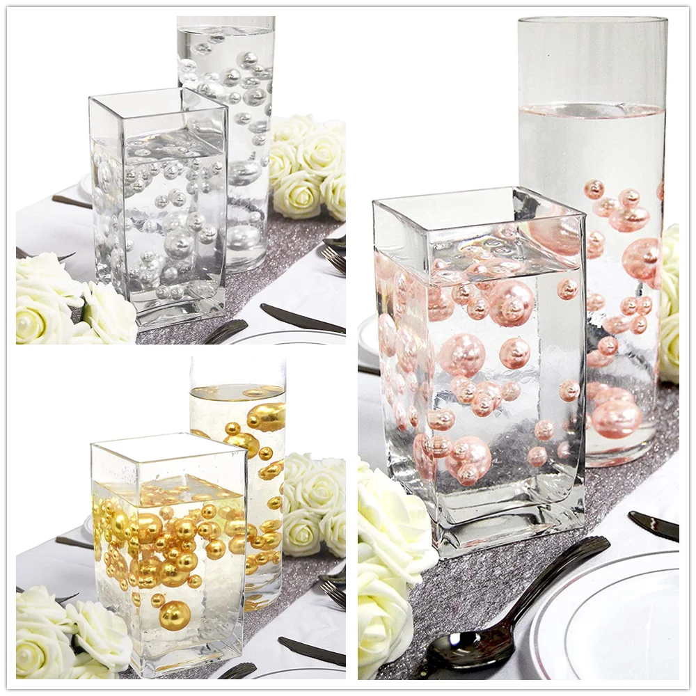 Floating No Hole Pearls - Jumbo/Assorted Sizes Vase Decorations Includes Transparent Water Gels for Floating Vase pearl