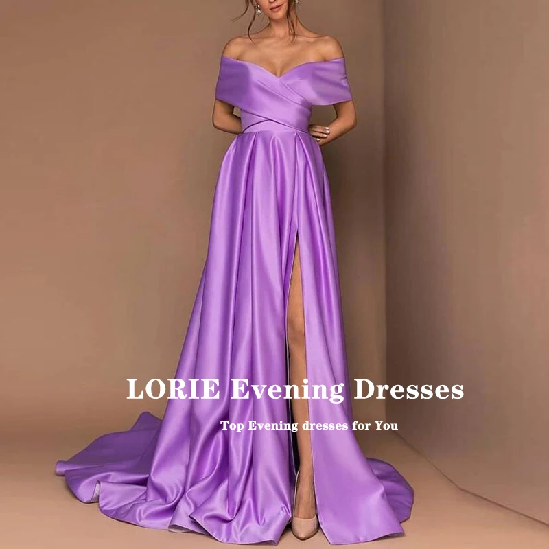 LORIE – robe de soirée en Satin violet, épaules dénudées, tenue de bal de forme sirène, fendue sur le côté, style arabe, 2021, 2021