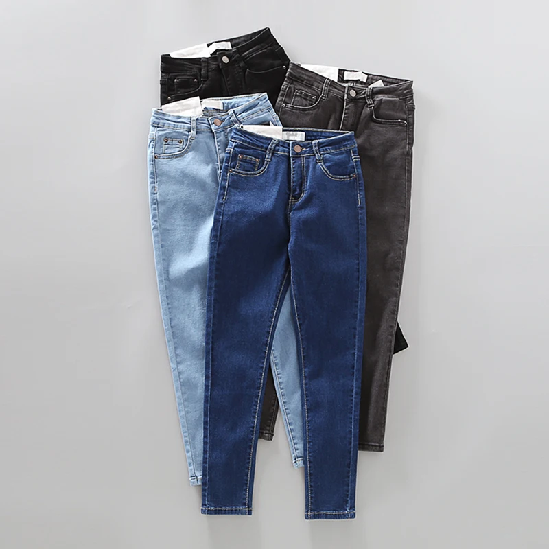 

Jeans for Women Jeans blue High Waist Jeans Woman High Elastic Jeans female washed gray denim Stretch skinny pencil pants