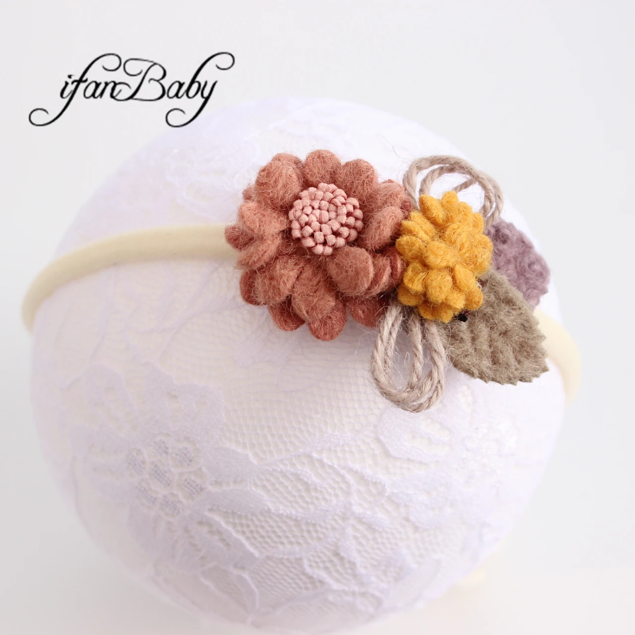 Soft Warm Flower Headband Nylon Elastic Headband For Baby Girl