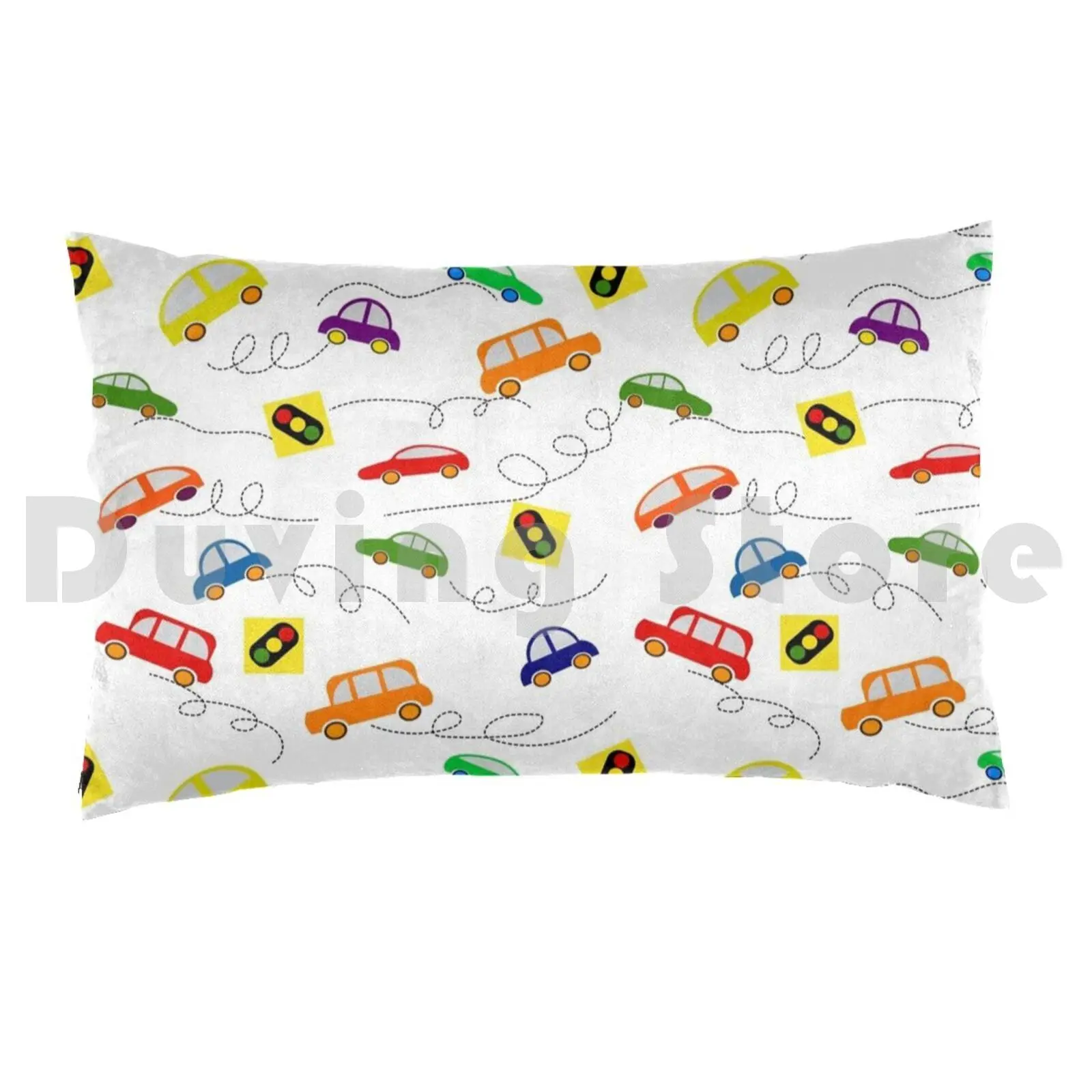 Cars And Traffic Lights. Kids Toys. Pillow Case Printed 50x75 Cars Childrens Toys Transport Multicolored For