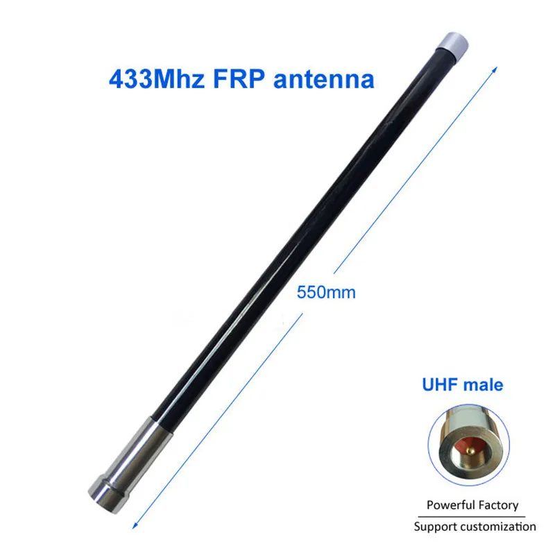 433Mhz Outdoor Waterproof Omnidirectional Fiberglass Antenna 15dBi UHF Male Connector 1PCS