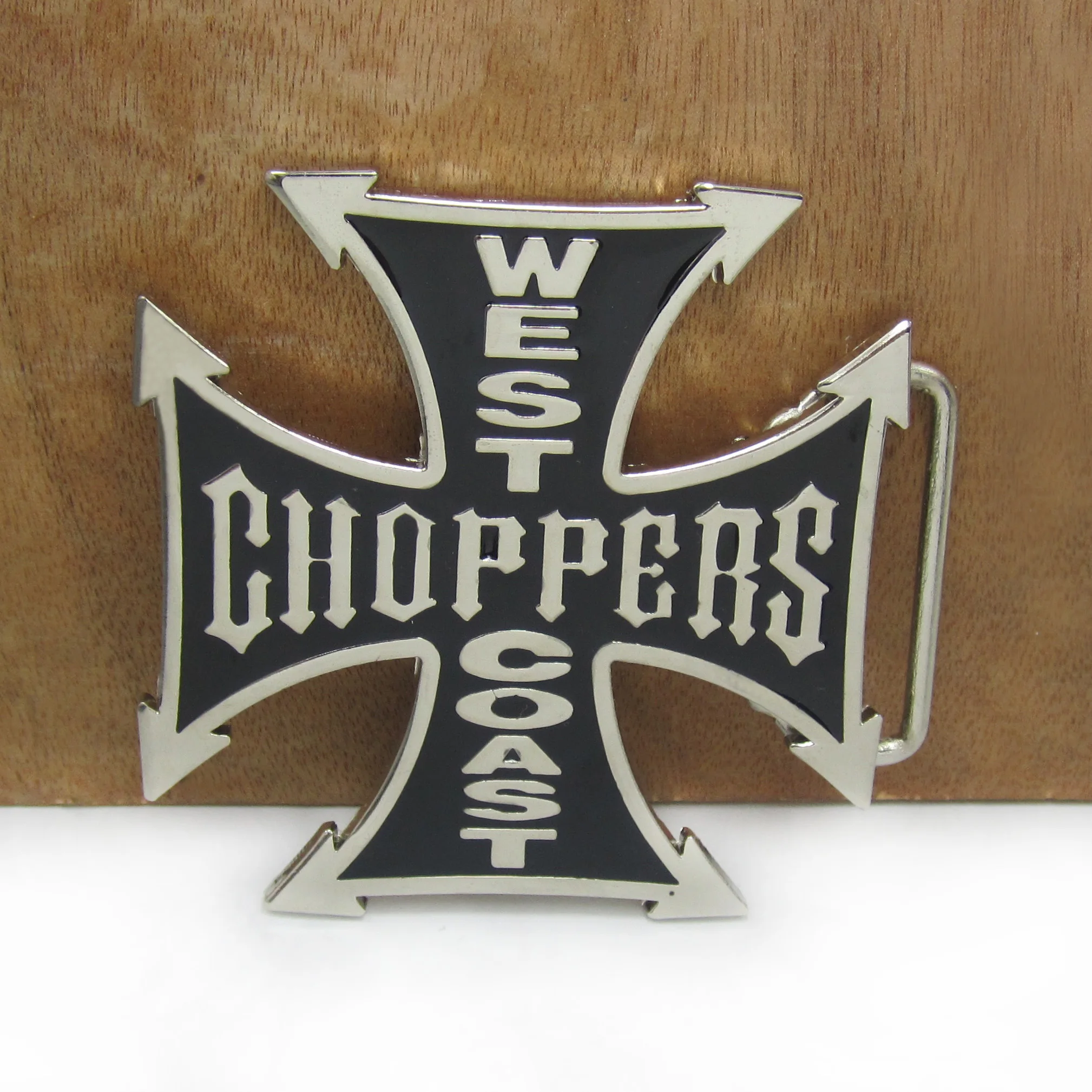 BuckleClub zinc alloy west coast chopper cross SKULL jeans gift belt buckle FP-02144 with 4cm width loop