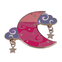 Pastel Celestial Moon Cloud Lapel Pin Starry Dreams Series