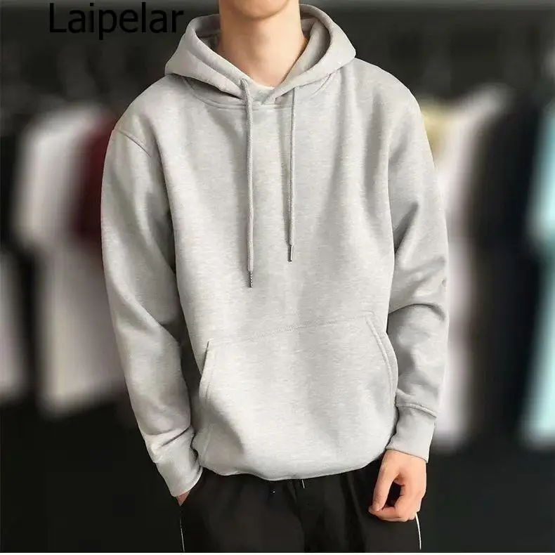 

Winter Warm Knitted Men's Hooded Sweater Man Loose Even Hat Trend Loose Coat Teenagers Bring Hat Long Sleeve Casual Pullover