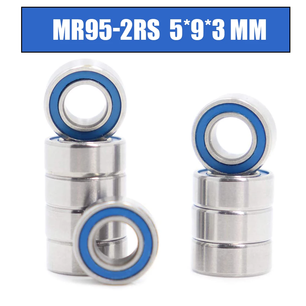 MR95RS Bearing ABEC-3 10PCS 5*9*3 mm Miniature MR95-2RS Ball Bearings RS MR95 2RS With Blue Sealed L-950DD